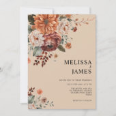 Invitation Mariage floral Rustique en terre cuite Boho (Devant)