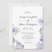 Invitation Mariage Floral Rustique Eucalyptus Violet (Devant)