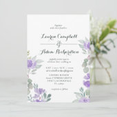 Invitation Mariage Floral Rustique Eucalyptus Violet (Debout devant)