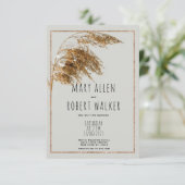 Invitation Mariage floral rustique gris-doré (Debout devant)