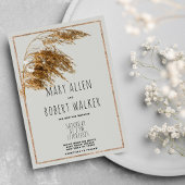 Invitation Mariage floral rustique gris-doré