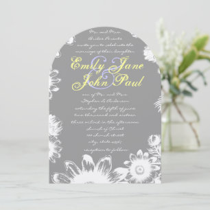 Invitation Mariage floral rustique gris jaune Lilac