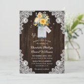 Invitation Mariage floral rustique jaune (Debout devant)