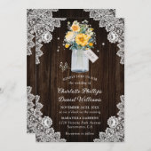 Invitation Mariage floral rustique jaune (Devant / Derrière)