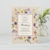 Invitation Mariage Floral Rustique Lavande (Debout devant)
