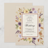 Invitation Mariage Floral Rustique Lavande (Devant / Derrière)