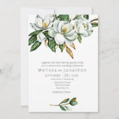 Invitation Mariage floral rustique Magnolia blanc (Devant)