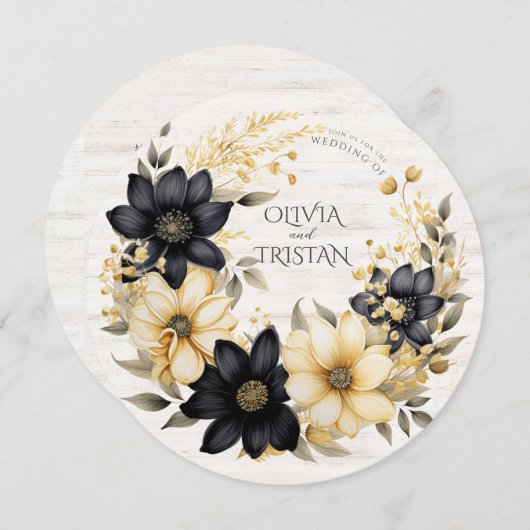 Invitation Mariage floral rustique Mariage rond (Devant / Derrière)