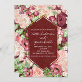 Invitation Mariage Floral Rustique Marron Marsala (Devant / Derrière)