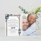 Invitation Mariage Floral Rustique Navy & Bleu Poussiéreux Ph (Debout devant)