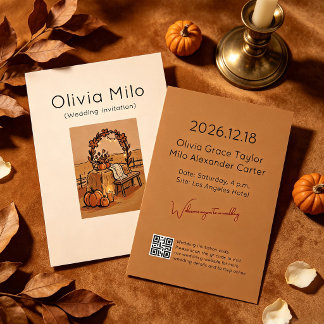 Invitation Mariage floral rustique neutre vintage