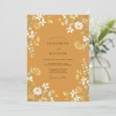 Invitation Mariage Floral Rustique Ocre (Debout devant)