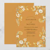 Invitation Mariage Floral Rustique Ocre (Devant / Derrière)