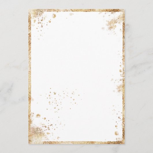 Invitation Mariage floral rustique or blanc (Dos)