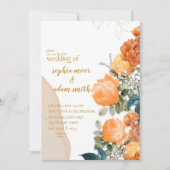 Invitation Mariage floral rustique orangé de Boho neutre (Devant)