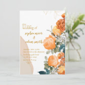 Invitation Mariage floral rustique orangé de Boho neutre (Debout devant)