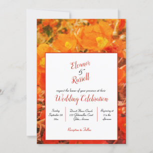 Invitation Mariage Floral Rustique Orange Fleur sauvage