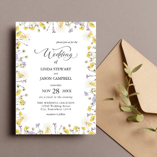 Invitation Mariage floral Rustique personnalisé