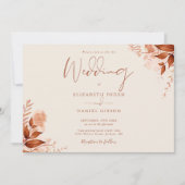 Invitation Mariage Floral Rustique Photo Automne (Devant)