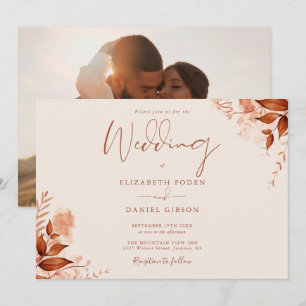 Invitation Mariage Floral Rustique Photo Automne