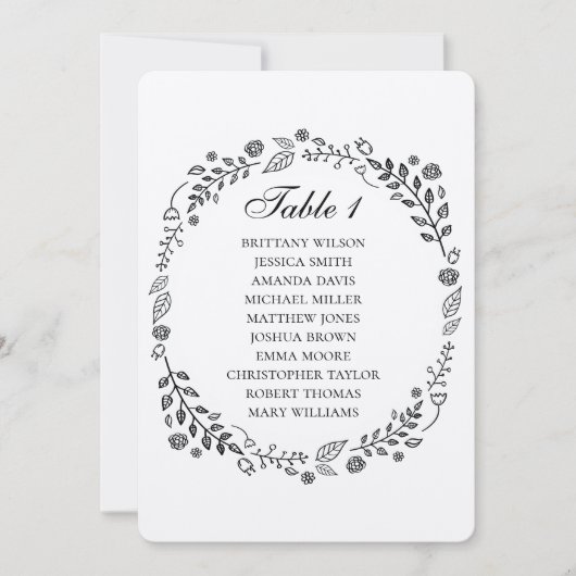 Invitation Mariage floral rustique. Plan de table kraft de ca (Devant)
