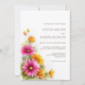 Invitation Mariage Floral Rustique Rose Orange (Devant)