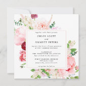 Invitation Mariage floral Rustique rose Peony (Devant)
