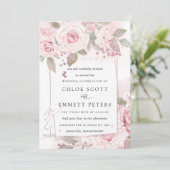 Invitation Mariage Floral Rustique Rose Rose Pâle (Debout devant)
