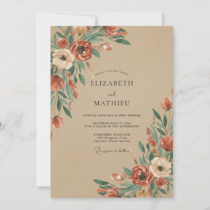 Invitation Mariage Floral Rustique Sienne