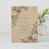 Invitation Mariage Floral Rustique Sienne (Debout devant)