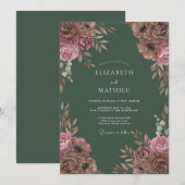Invitation Mariage Floral Rustique Terracotta (Devant / Derrière)