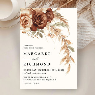 Invitation Mariage Floral Rustique Terracotta Bohème Vieilli