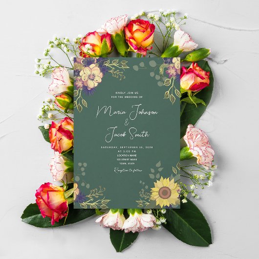 Invitation Mariage floral rustique tournesol