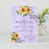 Invitation Mariage floral rustique tournesol (Debout devant)