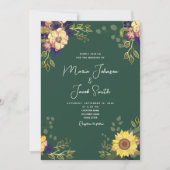 Invitation Mariage floral rustique tournesol (Devant)