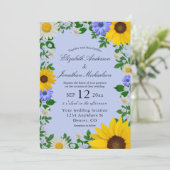 Invitation Mariage floral rustique Tournesol Daisy (Debout devant)