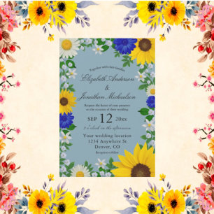 Invitation Mariage floral rustique Tournesol Daisy