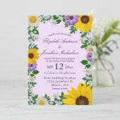 Invitation Mariage floral rustique Tournesol Daisy (Debout devant)