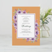 Invitation Mariage Floral Rustique Violet (Debout devant)