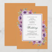 Invitation Mariage Floral Rustique Violet (Devant / Derrière)