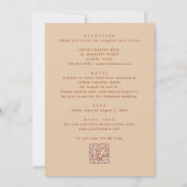 Invitation Mariage Floral Sable Pêche. Jardin Rustique d'Auto (Dos)