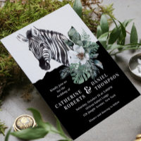 Mariage floral safari zèbre aquarelle