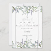 Invitation Mariage Floral Sage Et Lilas Code QR (Devant)