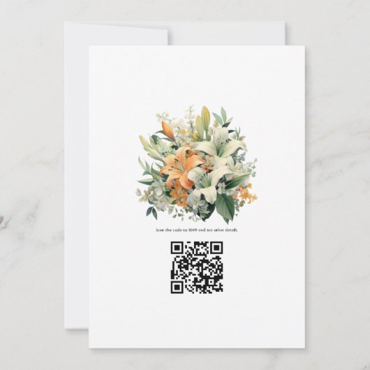 Invitation Mariage floral Sage Green et léger Terracotta (Dos)