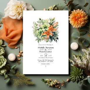 Invitation Mariage floral Sage Green et léger Terracotta