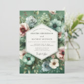 Invitation Mariage Floral Sage Nostalgie (Debout devant)