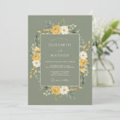 Invitation Mariage Floral Sage Or (Debout devant)