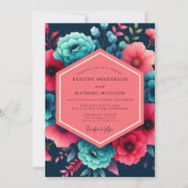 Invitation Mariage floral sarcelle d'humeur (Devant)