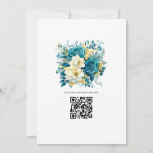 Invitation Mariage floral sarcelle et or (Dos)