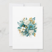 Invitation Mariage floral sarcelle et or (Dos)